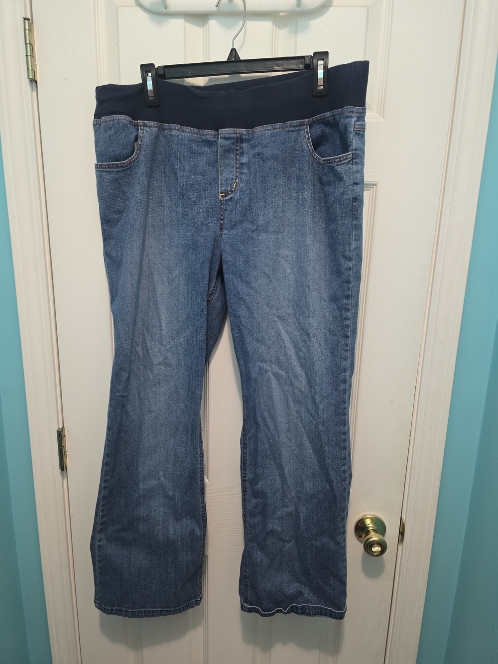 Maternity Stretch Flare Jeans with Black Comfort Waistband